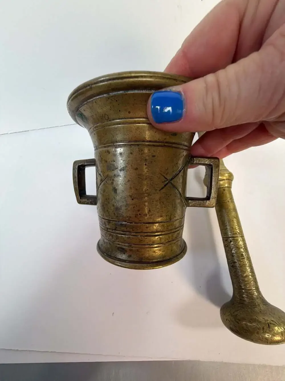 Vintage Solid Brass‎ Mortar and Pestle Set 4.7 lbs